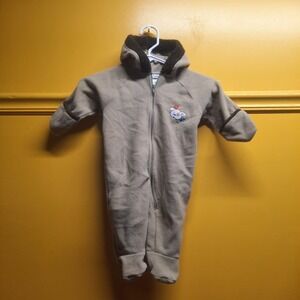 Okie Dokie Tan & Brown 1 piece lightweight fleece footie snowsuit Baby 6-9 M